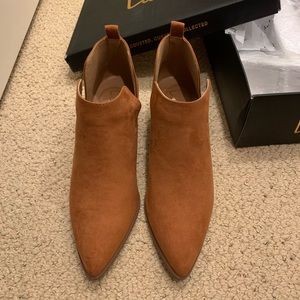 Lulu’s Marca Rust Suede Ankle Booties - brand new